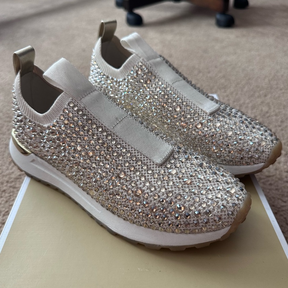 Michael Kors Bodie Embellished Mesh Slip-On Trainer